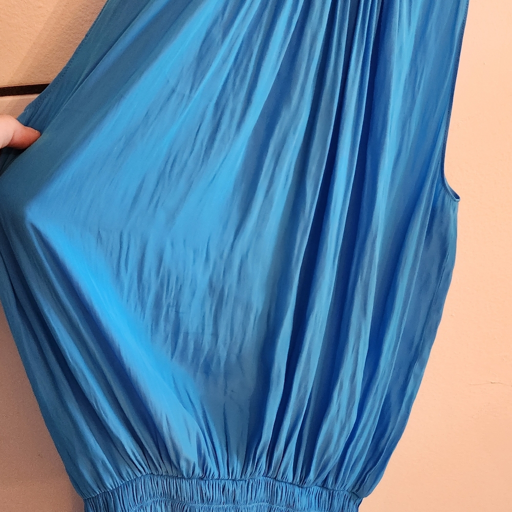 Ramy Brooke Blue Jacqueline Smocked Mini Dress Size Medium - Picture 4 of 11